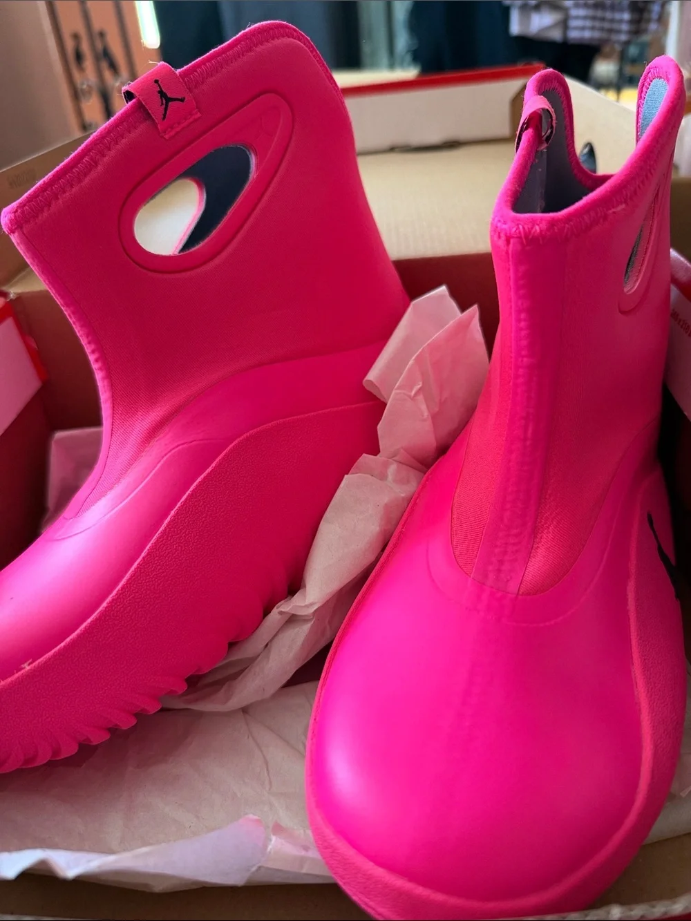 Jordan Bright Pink Slip-On Foamposite Style Boots